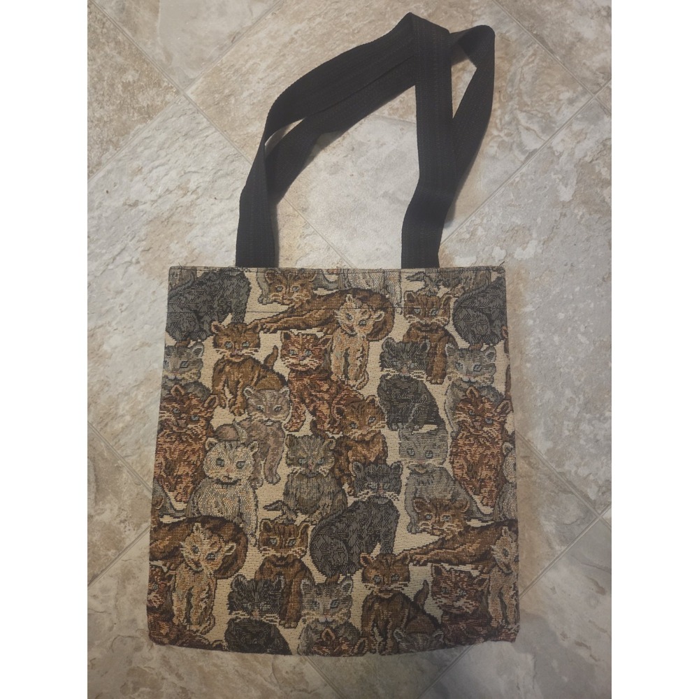 Tapestry Kitten Cat Tote Bag
